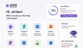 The AIVO Pad learner dashboard interface